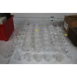 A quantity of table glassware to include wine glas