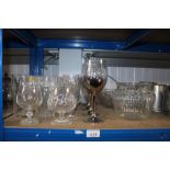 A quantity of table glassware including pint glass