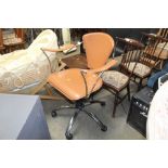 A brown leatherette and chromed office swivel chair AF