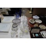 A quantity of various glassware to include blue gl