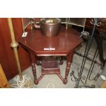 An octagonal topped window table