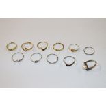 Eleven 925 sterling silver gilt rings