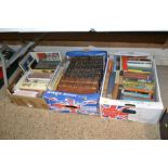 Three boxes containing military history, dictionar