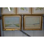 Michael Geiger, pair of oils, beach scene and a br