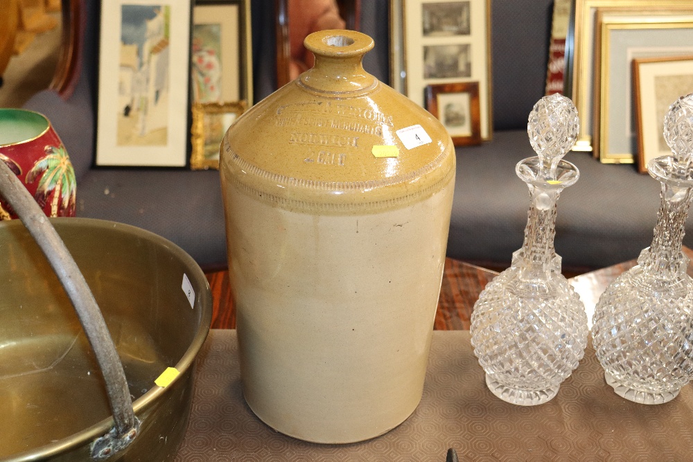 A stone glazed flagon for a Norwich brewery