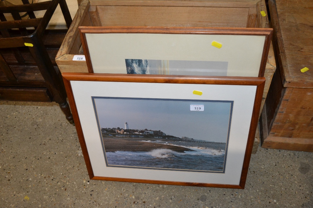 A photograph of Southwold (pre pier renovation) a coloured print of The Cutty Sark and another