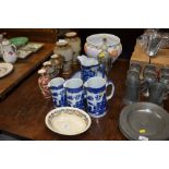 A quantity of various blue and white china, a glaz