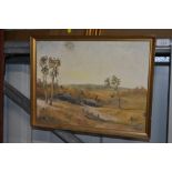 Indistinctly signed oil on board depicting rural s