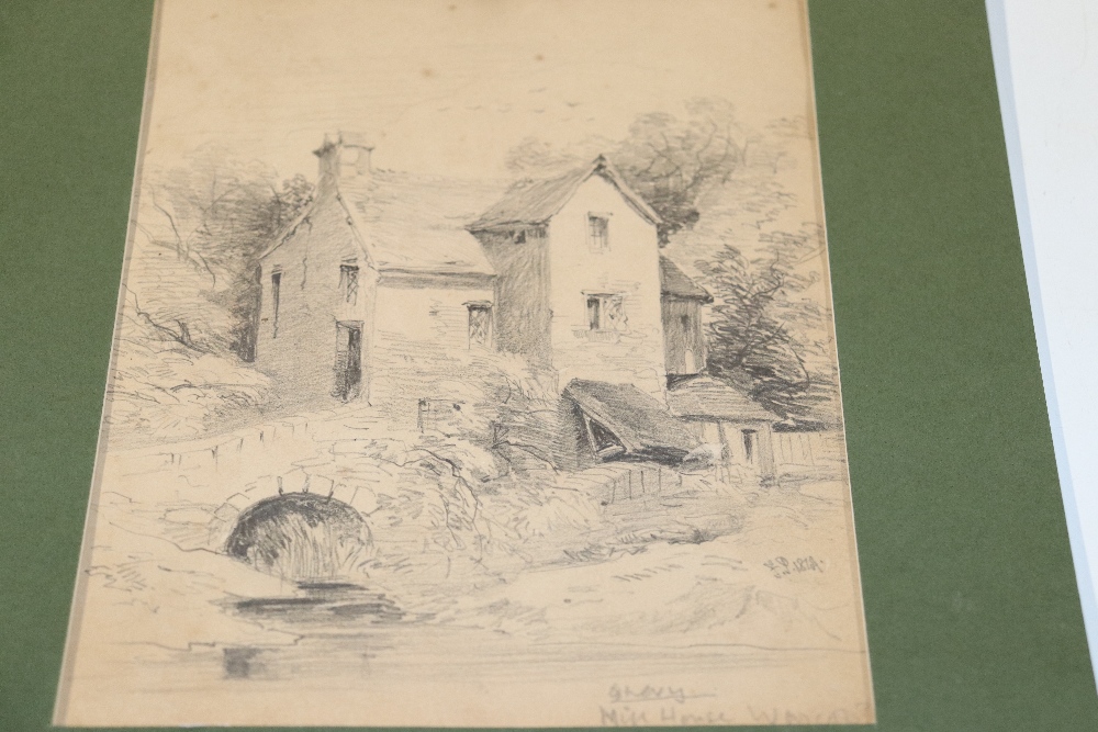 An unframed pencil drawing of a mill, signed and dated 1849 - Image 2 of 3