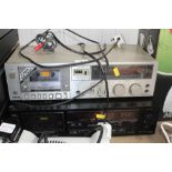 A Denon stereo cassette tape deck DRM22 together w