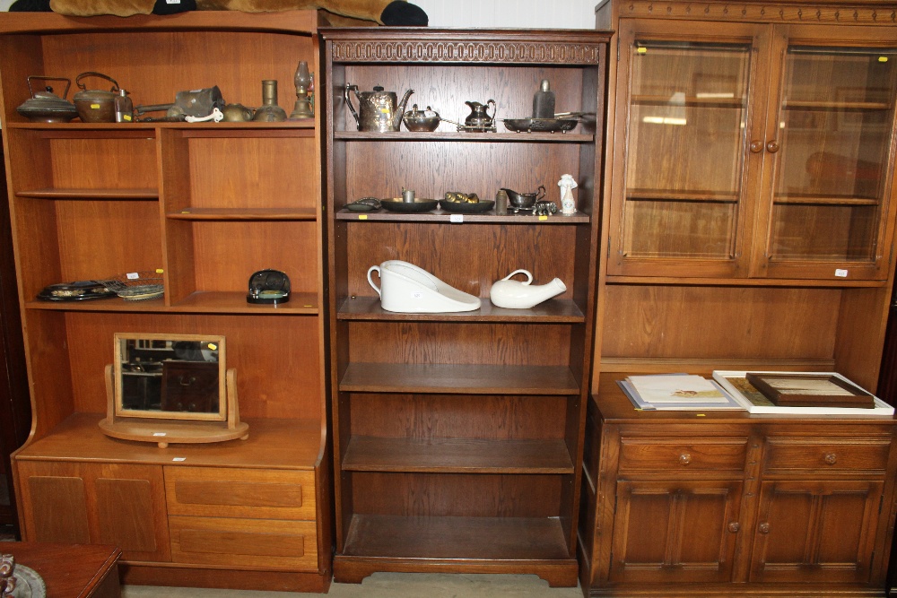 An oak open fronted bookcase