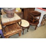 An Edwardian mahogany circular topped side table together with a 19th Century mahogany stool; a