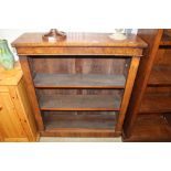 A walnut and pine open fronted bookcase
