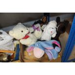 A box of various soft toys