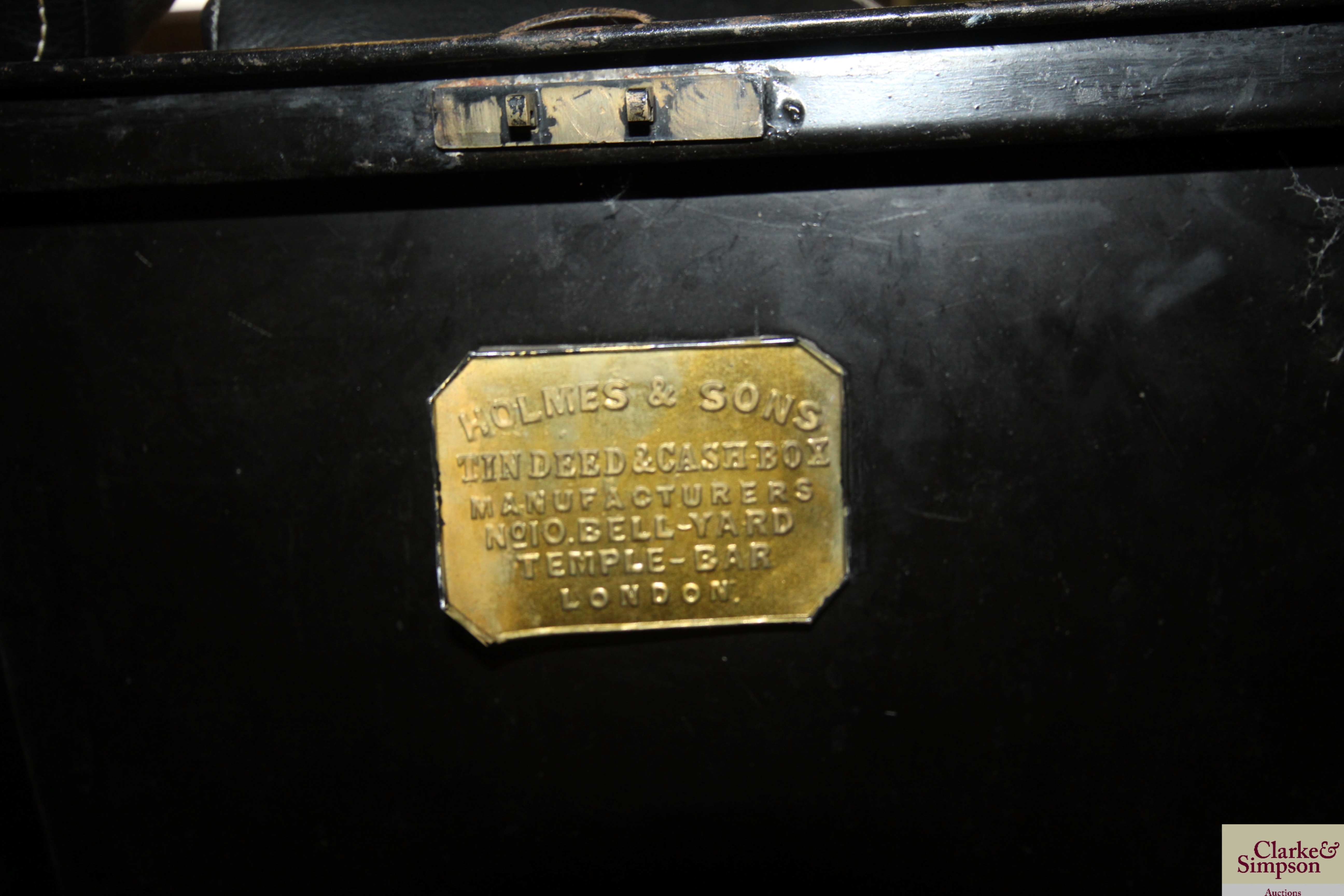 A metal deed box/cash tin named to Holmes and Sons - Image 2 of 4