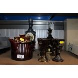 A Honiton Studio Pottery teapot, a liqueur set and