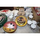A quantity of various teaware and decorative plate