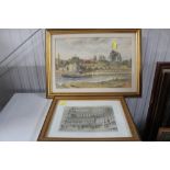 A framed and glazed watercolour study depicting a
