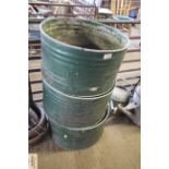 Three galvanised green painted planters