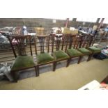 Six Edwardian dining room chairs with velvet seat inserts