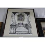 A framed and glazed pen and ink 'All saints Church