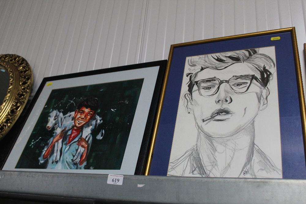 Two framed and glazed portrait studies initialled