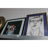 Two framed and glazed portrait studies initialled