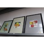 Three still life studies contained in modern frame