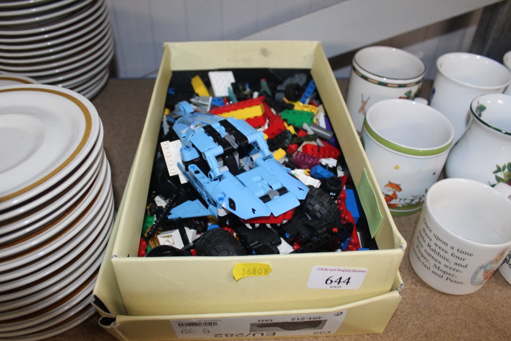 A box of various Lego