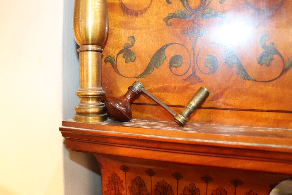 A late 19th century satinwood longcase clock, having inlaid and painted decoration of classical - Image 51 of 79