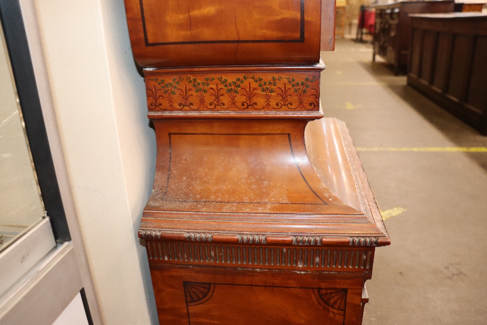 A late 19th century satinwood longcase clock, having inlaid and painted decoration of classical - Image 45 of 79