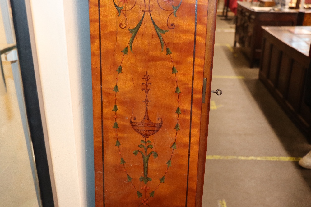 A late 19th century satinwood longcase clock, having inlaid and painted decoration of classical - Image 48 of 79