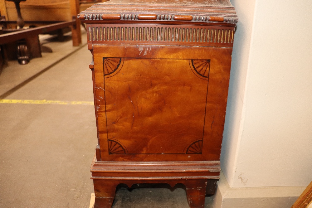 A late 19th century satinwood longcase clock, having inlaid and painted decoration of classical - Image 26 of 79