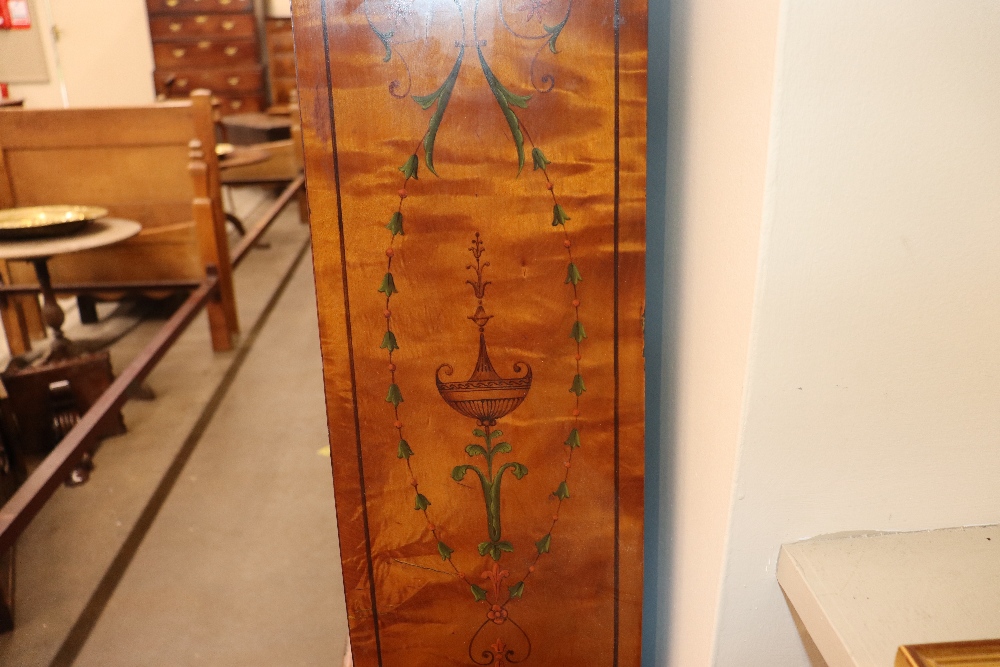 A late 19th century satinwood longcase clock, having inlaid and painted decoration of classical - Image 23 of 79