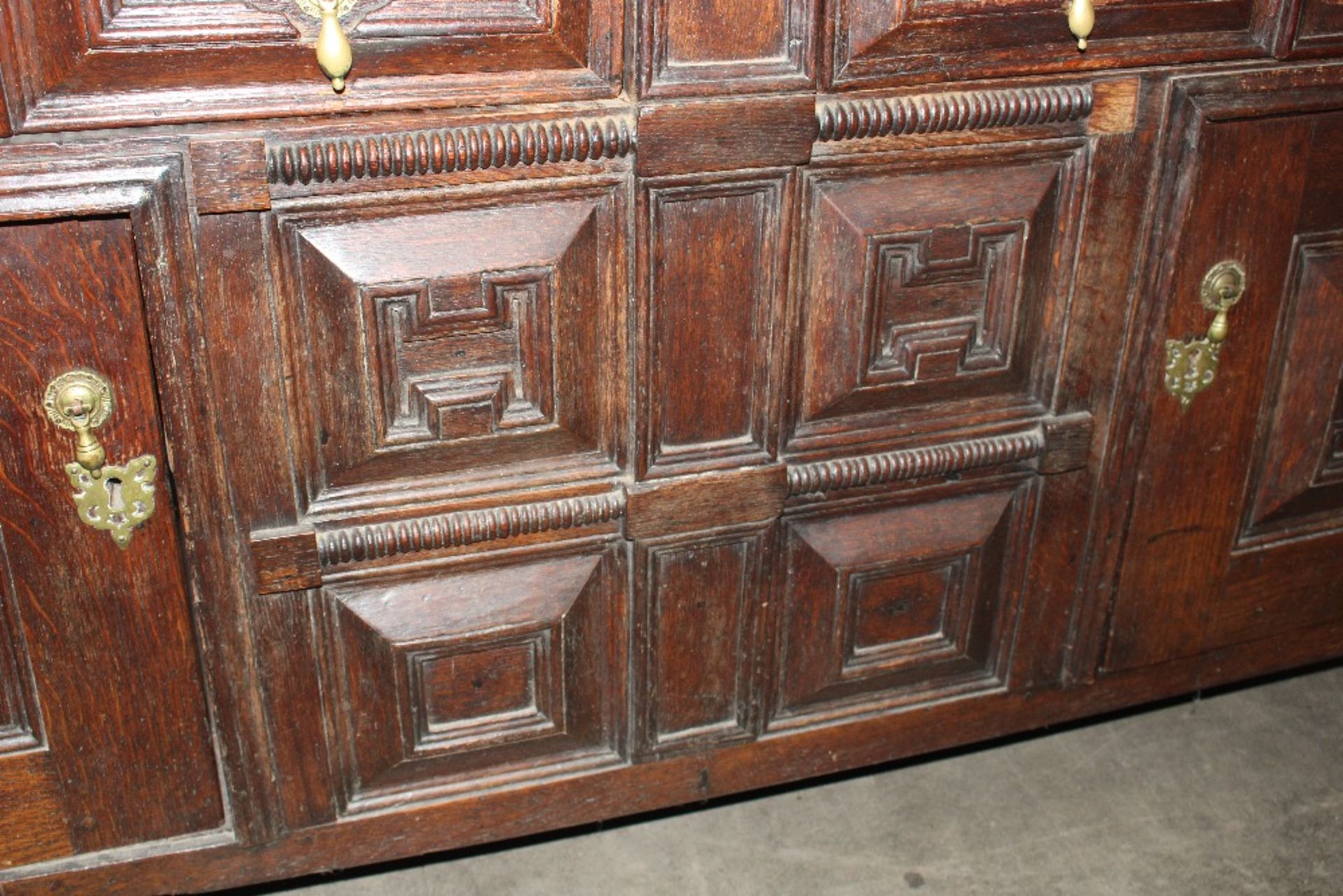 An 18th century oak dresser base, the drawers and - Image 2 of 13