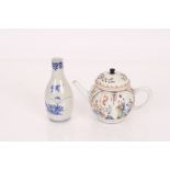 A 18th century Chinese famille rose teapot decorated with figures; an oriental blue and white floral