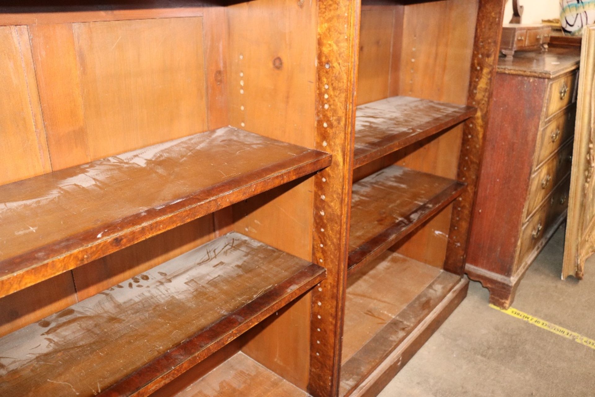 A Victorian burr walnut open fronted bookcase, fit - Image 4 of 4