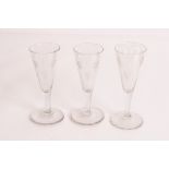Four 19th century glasses of conical shape with fo