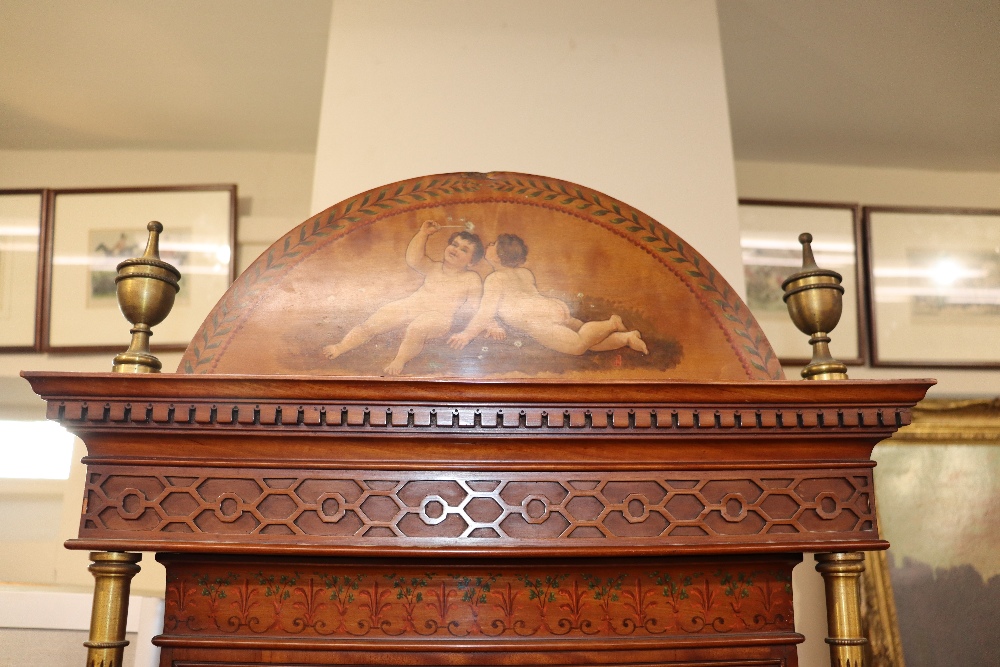 A late 19th century satinwood longcase clock, having inlaid and painted decoration of classical - Image 16 of 79