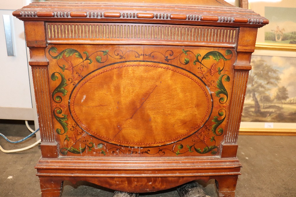 A late 19th century satinwood longcase clock, having inlaid and painted decoration of classical - Image 36 of 79