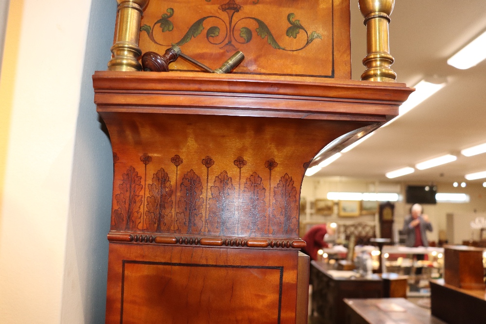 A late 19th century satinwood longcase clock, having inlaid and painted decoration of classical - Image 18 of 79