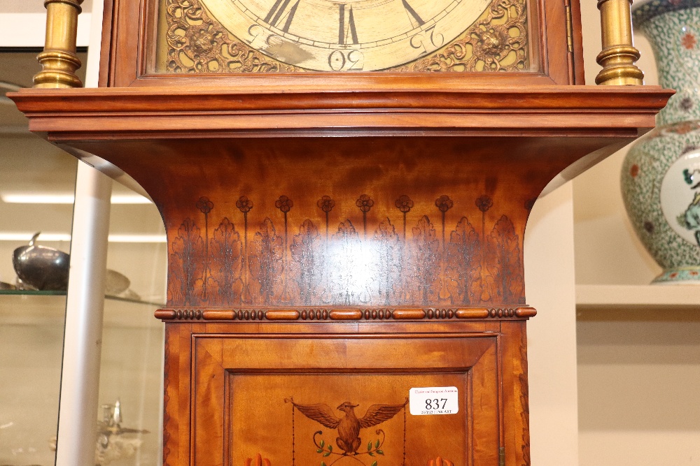 A late 19th century satinwood longcase clock, having inlaid and painted decoration of classical - Image 8 of 79