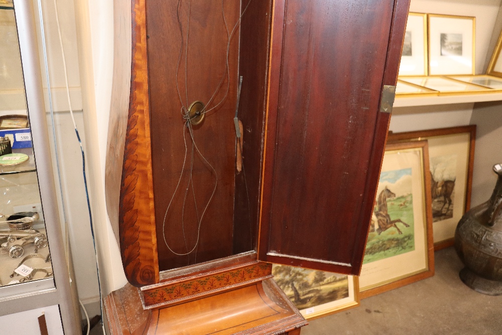 A late 19th century satinwood longcase clock, having inlaid and painted decoration of classical - Image 54 of 79