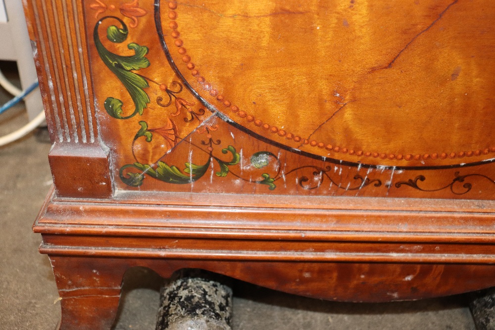 A late 19th century satinwood longcase clock, having inlaid and painted decoration of classical - Image 38 of 79