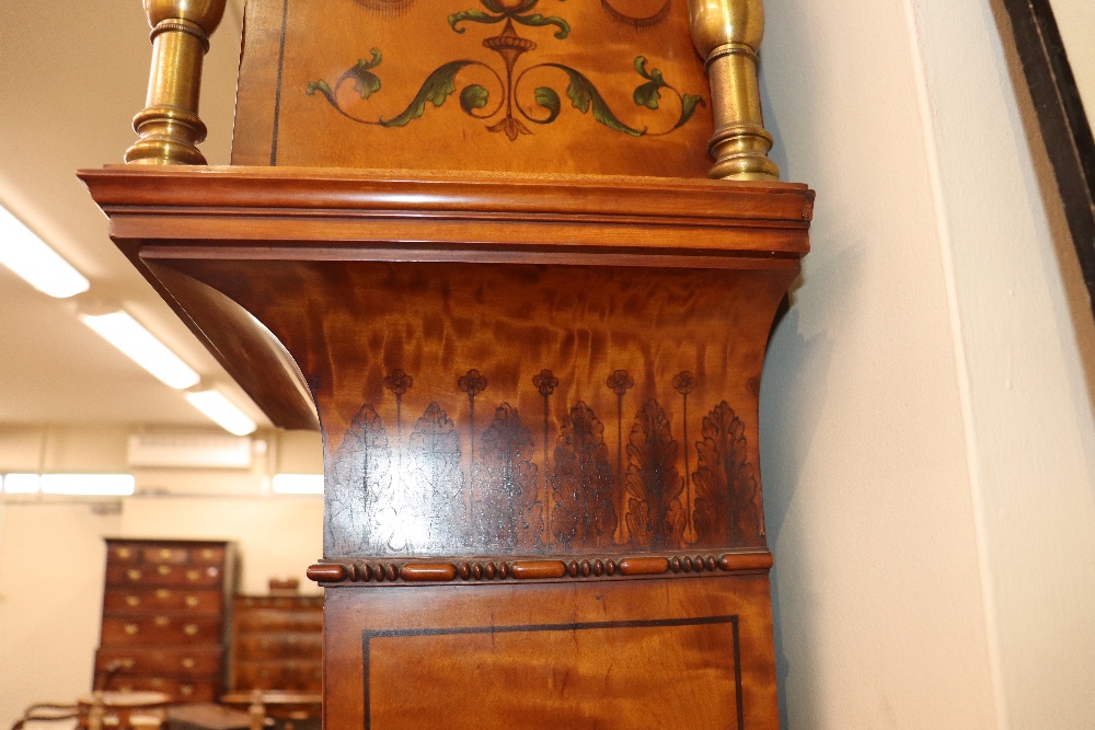 A late 19th century satinwood longcase clock, having inlaid and painted decoration of classical - Image 20 of 79