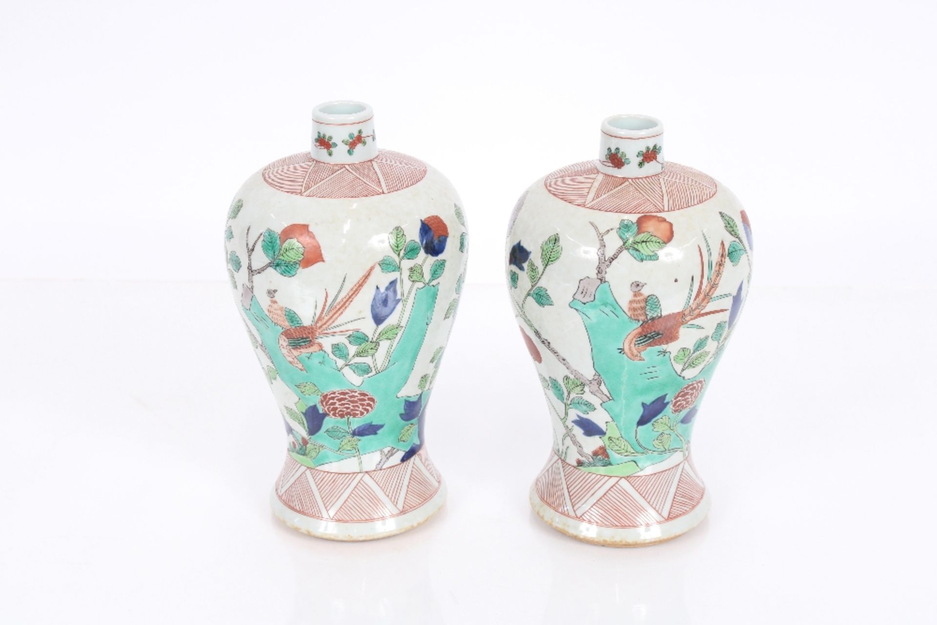 A pair of Chinese porcelain under glazed blue and p