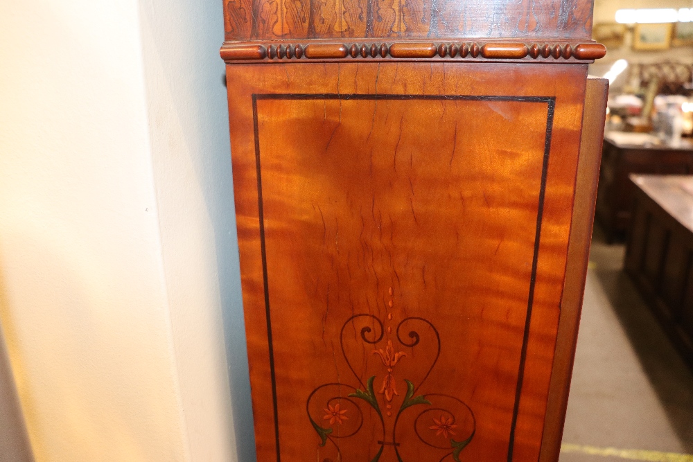 A late 19th century satinwood longcase clock, having inlaid and painted decoration of classical - Image 49 of 79