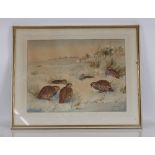 R W Milliken, study of partridges in winter, signe