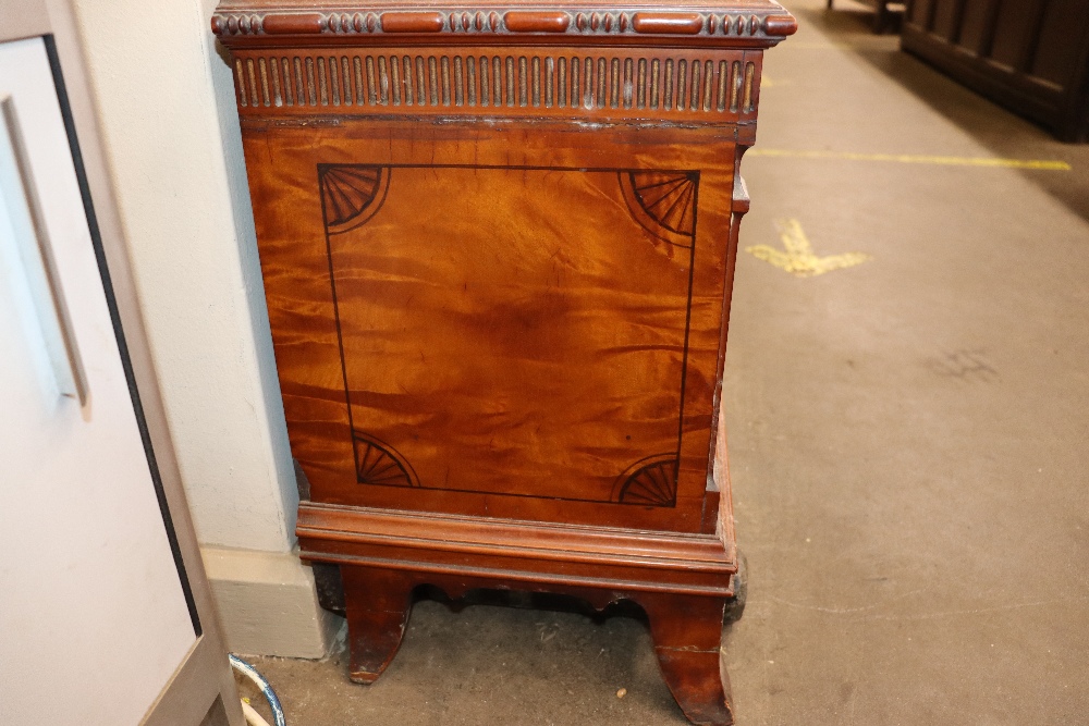 A late 19th century satinwood longcase clock, having inlaid and painted decoration of classical - Image 43 of 79