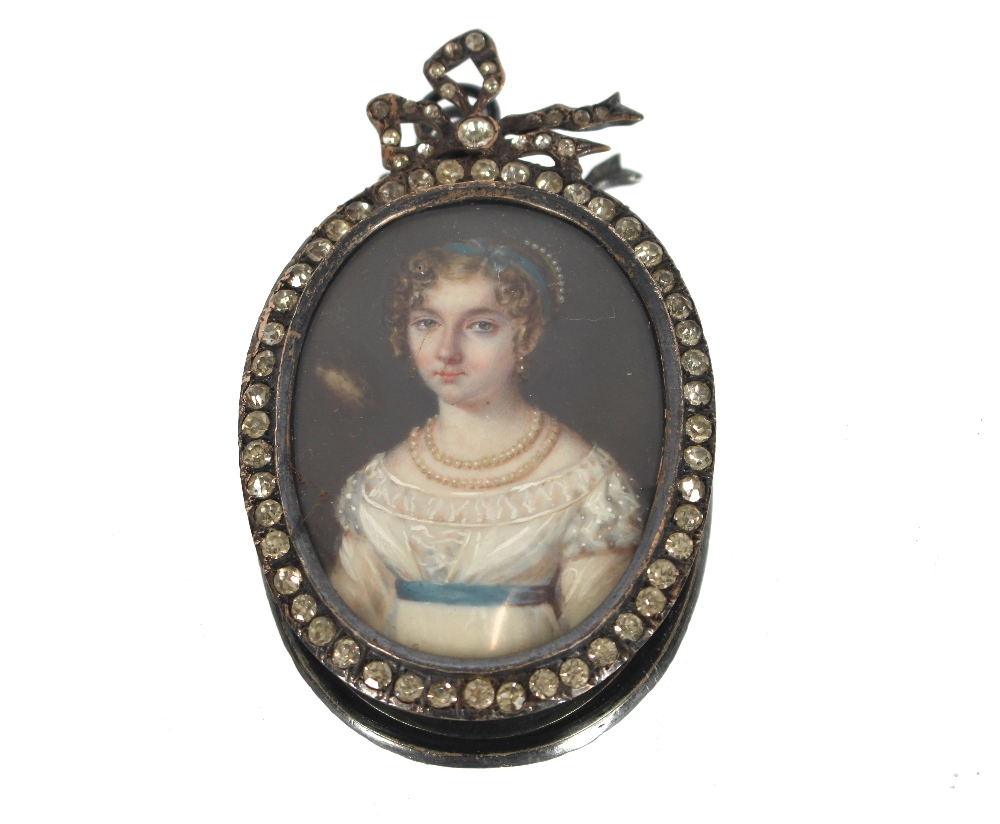 19th century School portrait miniature study of a